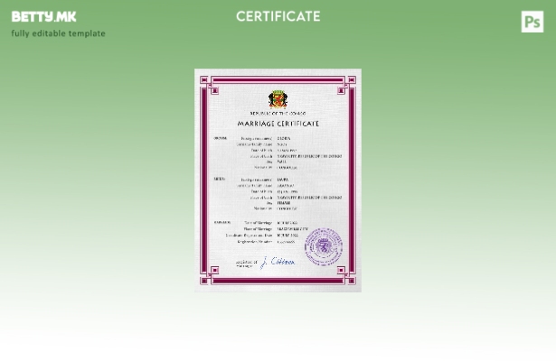 модерен стил Конго, Република шаблон за PSD сертификат за брак